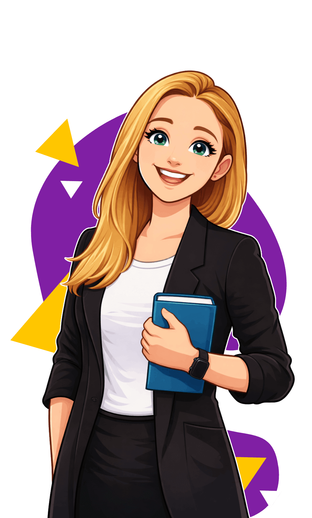 Illustration of Lexi holding a book